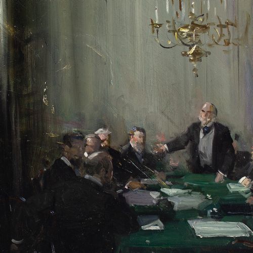 CYRUS CUNEO ROI THE GREEN TABLE ANTIQUE OIL PAINTING - ADDITIONAL PHOTO 7