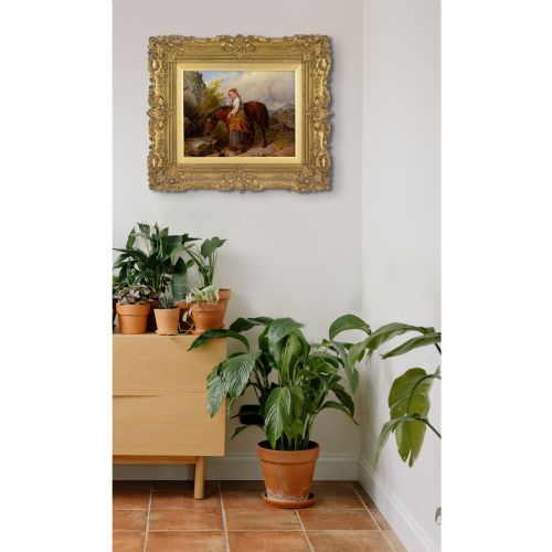 ISAAC HENZELL RBA THE WATERING PLACE ANTIQUE OIL PAINTING - ADDITIONAL PHOTO 2