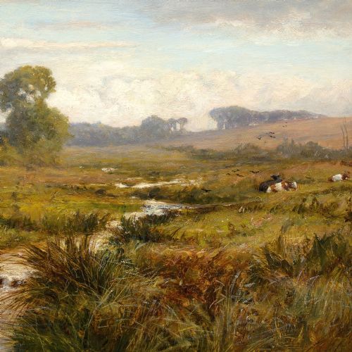 fig 5. William Samuel Jay RBA, Landscape With Stream & Cattle - Antiqie Oil Painting