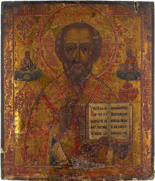 19thcentury russian icon st nicholas of myra tempera with gilding on wood - CATEGORY: ANTIQUE ART - DATED 1880