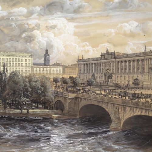 DAVID LJUNGDAHL ROYAL PALACE PARLIAMENT HOUSE STOCKHOLM ANTIQUE DRAWING - ADDITIONAL PHOTO 5