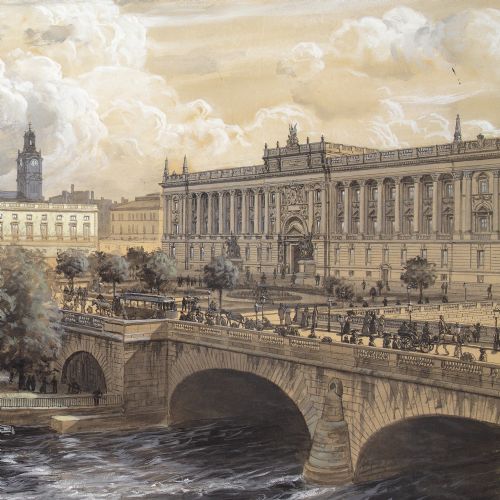 DAVID LJUNGDAHL ROYAL PALACE PARLIAMENT HOUSE STOCKHOLM ANTIQUE DRAWING - ADDITIONAL PHOTO 7