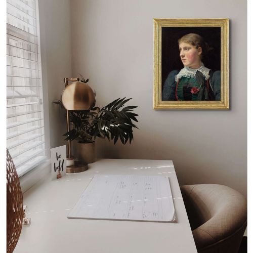 LATE 19THCENTURY GERMAN SCHOOL PORTRAIT OF A GIRL WITH A RED CARNATION ANTIQUE OIL PAINTING - ADDITIONAL PHOTO 3