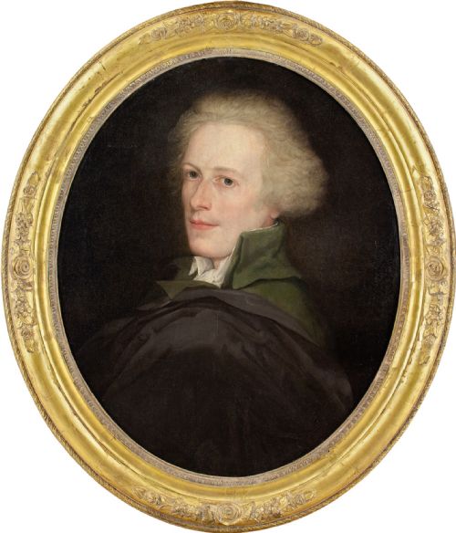 late 18thcentury french school portrait of a gentleman with a cloak antique oil painting - CATEGORY: ANTIQUE ART - DATED 18TH CENTURY