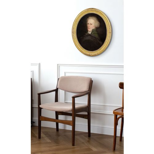 LATE 18THCENTURY FRENCH SCHOOL PORTRAIT OF A GENTLEMAN WITH A CLOAK ANTIQUE OIL PAINTING - ADDITIONAL PHOTO 3