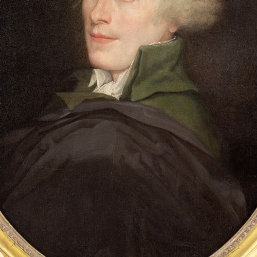 LATE 18THCENTURY FRENCH SCHOOL PORTRAIT OF A GENTLEMAN WITH A CLOAK ANTIQUE OIL PAINTING - ADDITIONAL PHOTO 5