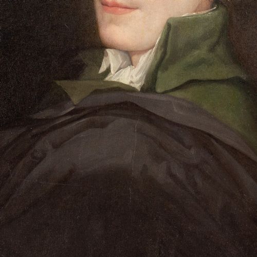 LATE 18THCENTURY FRENCH SCHOOL PORTRAIT OF A GENTLEMAN WITH A CLOAK ANTIQUE OIL PAINTING - ADDITIONAL PHOTO 7