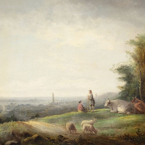 fig 4. Aelbert Cuyp (After), View On A Plain - Antique Oil Painting