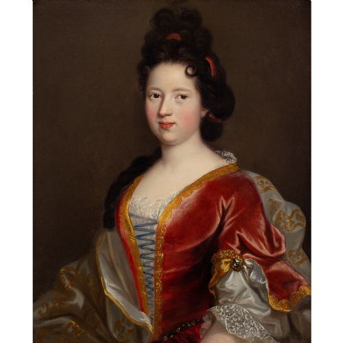 PIERRE GOBERT CIRCLE PORTRAIT OF A LADY ANTIQUE OIL PAINTING - ADDITIONAL PHOTO 1