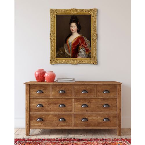 PIERRE GOBERT CIRCLE PORTRAIT OF A LADY ANTIQUE OIL PAINTING - ADDITIONAL PHOTO 3