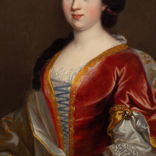 PIERRE GOBERT CIRCLE PORTRAIT OF A LADY ANTIQUE OIL PAINTING - ADDITIONAL PHOTO 5