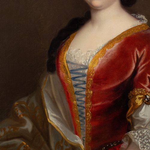 PIERRE GOBERT CIRCLE PORTRAIT OF A LADY ANTIQUE OIL PAINTING - ADDITIONAL PHOTO 6