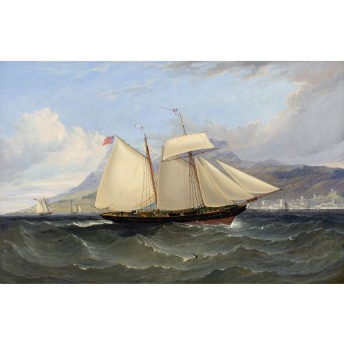 WILLIAM ADOLPHUS KNELL ATTRIBUTED YACHTING IN THE MEDITERRANEAN ANTIQUE OIL PAINTING - ADDITIONAL PHOTO 1