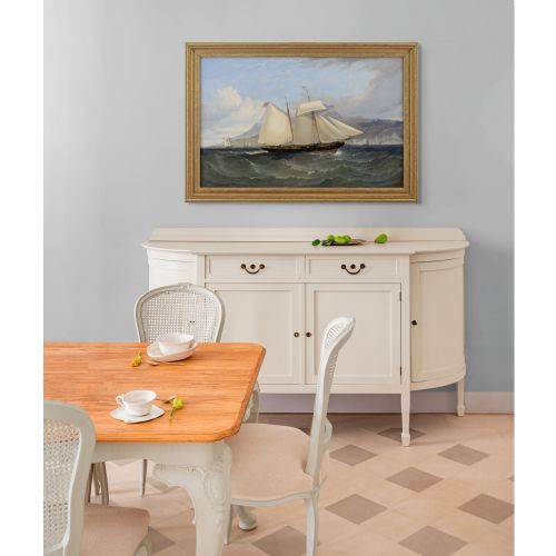 WILLIAM ADOLPHUS KNELL ATTRIBUTED YACHTING IN THE MEDITERRANEAN ANTIQUE OIL PAINTING - ADDITIONAL PHOTO 2