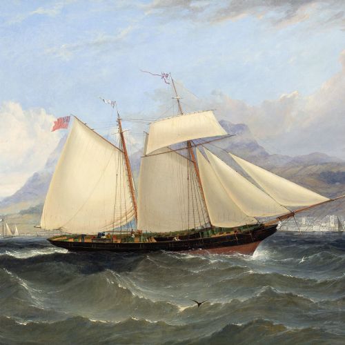 WILLIAM ADOLPHUS KNELL ATTRIBUTED YACHTING IN THE MEDITERRANEAN ANTIQUE OIL PAINTING - ADDITIONAL PHOTO 5
