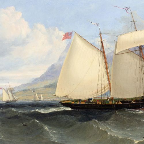 WILLIAM ADOLPHUS KNELL ATTRIBUTED YACHTING IN THE MEDITERRANEAN ANTIQUE OIL PAINTING - ADDITIONAL PHOTO 7