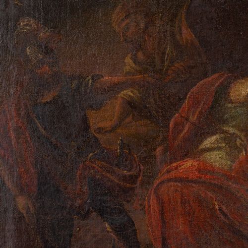 MID17THCENTURY GERMAN SCHOOL JESUS MEETS THE WOMEN OF JERUSALEM ANTIQUE OIL PAINTING - ADDITIONAL PHOTO 7