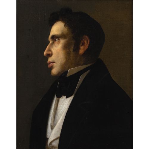 19THCENTURY GERMAN SCHOOL PORTRAIT OF A GENTLEMAN ANTIQUE OIL PAINTING - ADDITIONAL PHOTO 1
