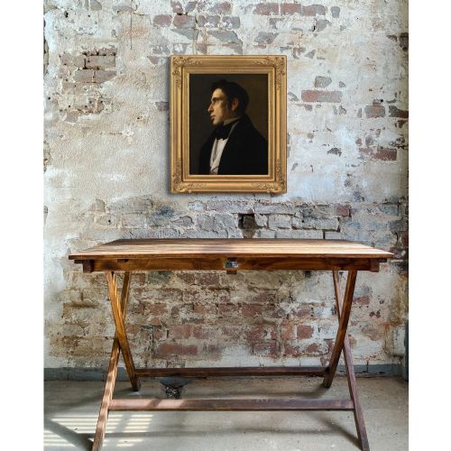 19THCENTURY GERMAN SCHOOL PORTRAIT OF A GENTLEMAN ANTIQUE OIL PAINTING - ADDITIONAL PHOTO 3