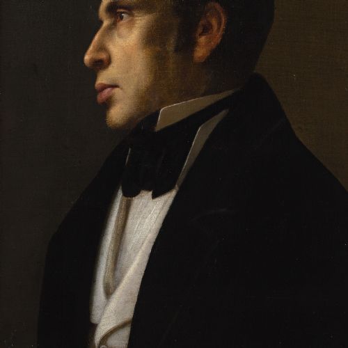 19THCENTURY GERMAN SCHOOL PORTRAIT OF A GENTLEMAN ANTIQUE OIL PAINTING - ADDITIONAL PHOTO 5