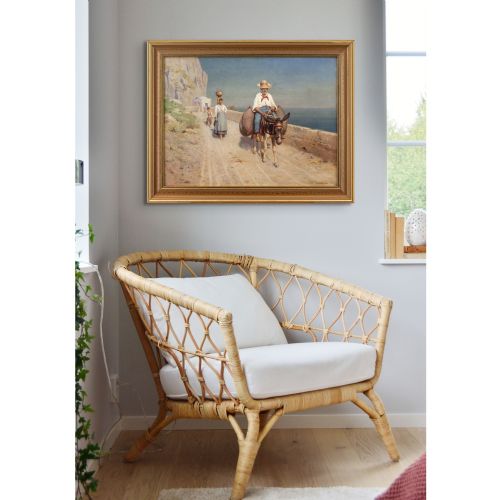 NIELS FREDERIK SCHITTZJENSEN TRAVELLING FAMILY CAPRI ANTIQUE OIL PAINTING - ADDITIONAL PHOTO 2