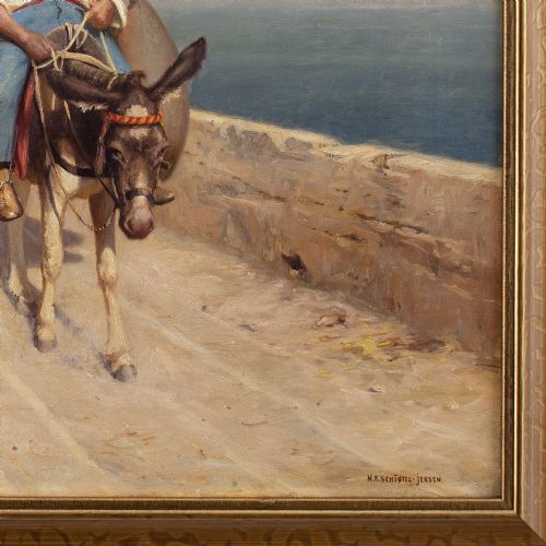 NIELS FREDERIK SCHITTZJENSEN TRAVELLING FAMILY CAPRI ANTIQUE OIL PAINTING - ADDITIONAL PHOTO 7
