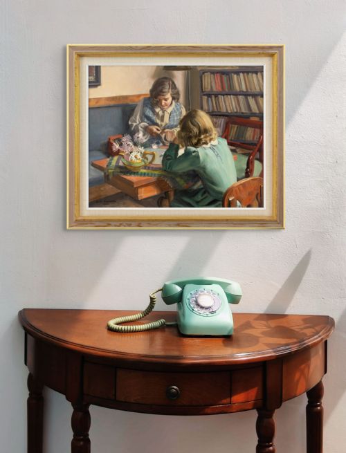 GUSTAF MAGNUSSON NEEDLEWORK OIL PAINTING - ADDITIONAL PHOTO 2