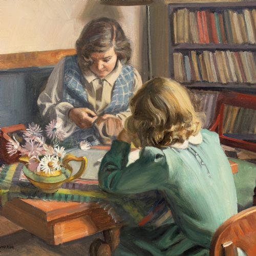 GUSTAF MAGNUSSON NEEDLEWORK OIL PAINTING - ADDITIONAL PHOTO 5