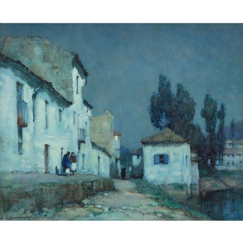 ALBERT MOULTON FOWERAKER RBA MOONLIGHT ALGECIRAS WATERCOLOUR - ADDITIONAL PHOTO 2