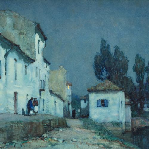 ALBERT MOULTON FOWERAKER RBA MOONLIGHT ALGECIRAS WATERCOLOUR - ADDITIONAL PHOTO 5