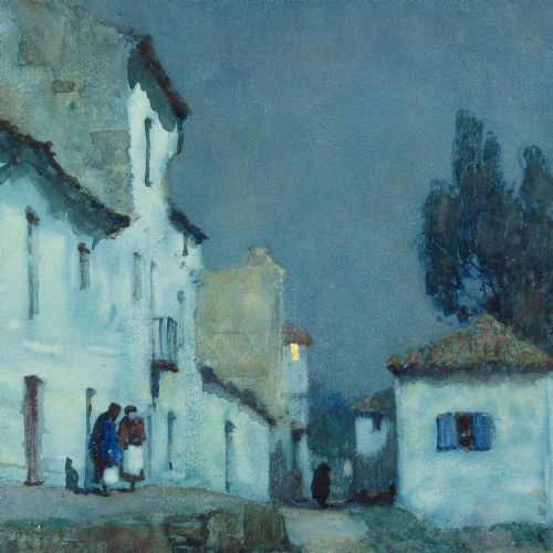 ALBERT MOULTON FOWERAKER RBA MOONLIGHT ALGECIRAS WATERCOLOUR - ADDITIONAL PHOTO 8