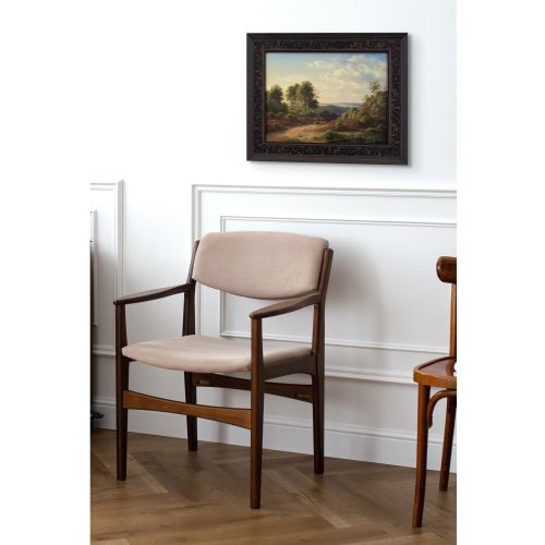 FREDERIK CHRISTIAN KIRSKOU PICTURESQUE LANDSCAPE WITH FARMER DRIVING OXON ANTIQUE OIL PAINTING - ADDITIONAL PHOTO 1
