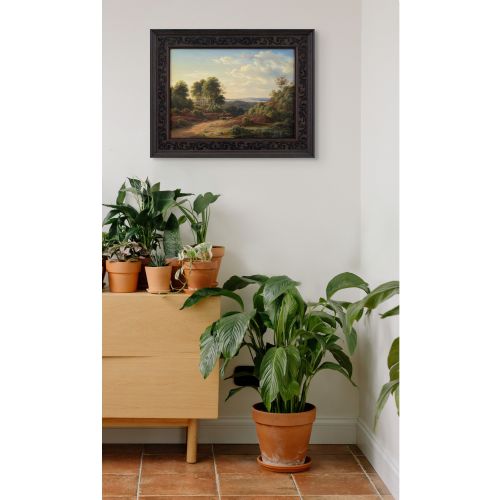 FREDERIK CHRISTIAN KIRSKOU PICTURESQUE LANDSCAPE WITH FARMER DRIVING OXON ANTIQUE OIL PAINTING - ADDITIONAL PHOTO 3