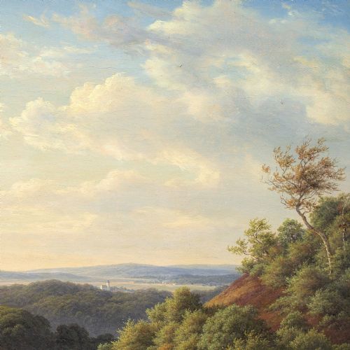 FREDERIK CHRISTIAN KIRSKOU PICTURESQUE LANDSCAPE WITH FARMER DRIVING OXON ANTIQUE OIL PAINTING - ADDITIONAL PHOTO 5