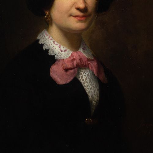 MID19THCENTURY GERMAN SCHOOL PORTRAIT OF A WOMAN ANTIQUE OIL PAINTING - ADDITIONAL PHOTO 7