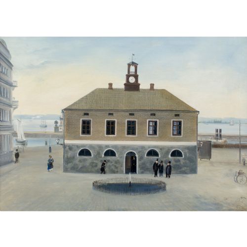 fig 1. Ernst Philip De Fine Licht, Helsingborg Old Town Hall - Antique Oil Painting