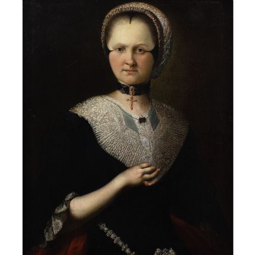 EARLY 18THCENTURY SWISS SCHOOL PORTRAIT OF A CANONESS ANTIQUE OIL PAINTING - ADDITIONAL PHOTO 1