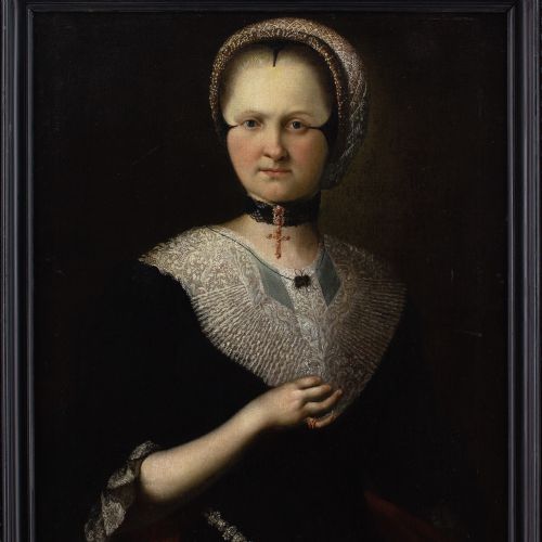 EARLY 18THCENTURY SWISS SCHOOL PORTRAIT OF A CANONESS ANTIQUE OIL PAINTING - ADDITIONAL PHOTO 4