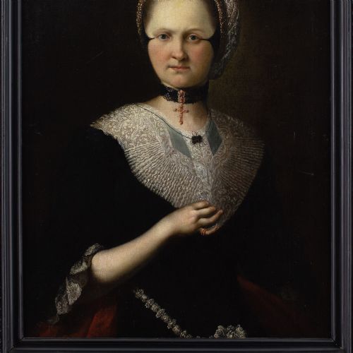 EARLY 18THCENTURY SWISS SCHOOL PORTRAIT OF A CANONESS ANTIQUE OIL PAINTING - ADDITIONAL PHOTO 5