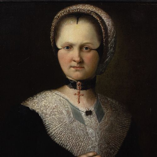 EARLY 18THCENTURY SWISS SCHOOL PORTRAIT OF A CANONESS ANTIQUE OIL PAINTING - ADDITIONAL PHOTO 6