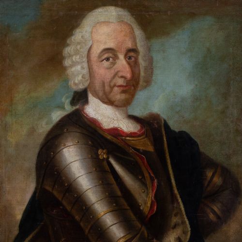 MID18THCENTURY GERMAN SCHOOL PORTRAIT OF AN ARISTOCRAT IN ARMOUR ANTIQUE OIL PAINTING - ADDITIONAL PHOTO 5