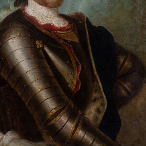 MID18THCENTURY GERMAN SCHOOL PORTRAIT OF AN ARISTOCRAT IN ARMOUR ANTIQUE OIL PAINTING - ADDITIONAL PHOTO 8
