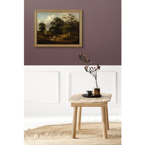 JAMES STARK CIRCLE WOODED LANDSCAPE WITH COUNTRY TRACK SHEPHERD SHEEP ANTIQUE OIL PAINTING - ADDITIONAL PHOTO 3