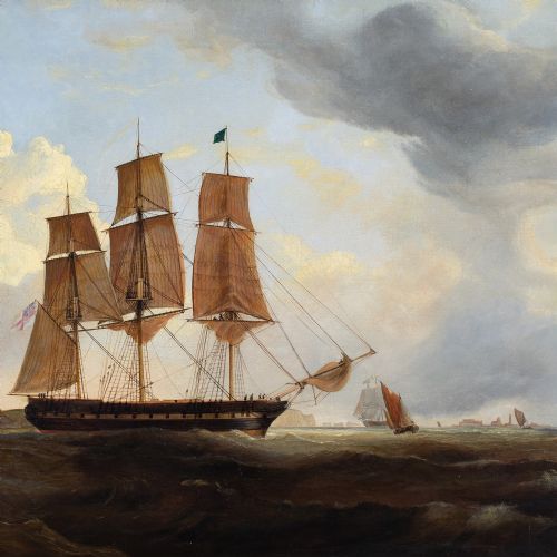 WILLIAM CLARK OF GREENOCK ATTRIBUTED SHIPPING OFF YARMOUTH THE NEEDLES ISLE OF WIGHT ANTIQUE OIL PAINTING - ADDITIONAL PHOTO 5