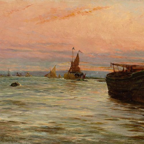 CHARLES HENRY MILLER LEA RIVER TOTTENHAM LONDON ANTIQUE OIL PAINTING - ADDITIONAL PHOTO 5