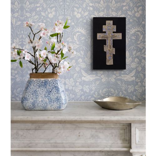 LATE 19THCENTURY RUSSIAN ORTHODOX CRUCIFIXION ICON WITH BLUE ENAMELLING - ADDITIONAL PHOTO 2