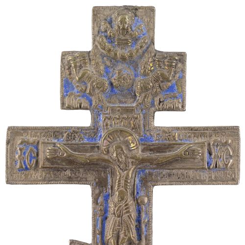 LATE 19THCENTURY RUSSIAN ORTHODOX CRUCIFIXION ICON WITH BLUE ENAMELLING - ADDITIONAL PHOTO 4