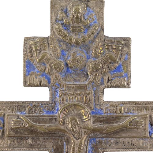LATE 19THCENTURY RUSSIAN ORTHODOX CRUCIFIXION ICON WITH BLUE ENAMELLING - ADDITIONAL PHOTO 6