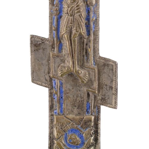 LATE 19THCENTURY RUSSIAN ORTHODOX CRUCIFIXION ICON WITH BLUE ENAMELLING - ADDITIONAL PHOTO 7