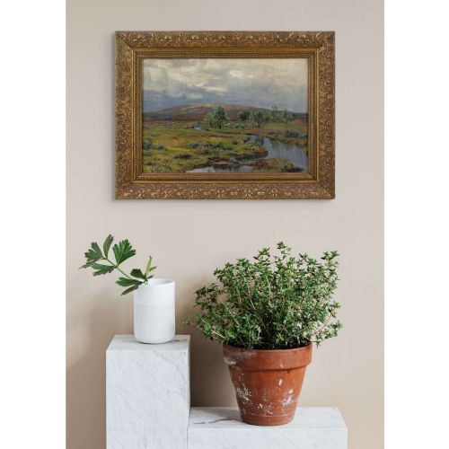 FREDRIK BORGEN RIVER LANDSCAPE WITH GRAZING CATTLE ANTIQUE OIL PAINTING - ADDITIONAL PHOTO 3